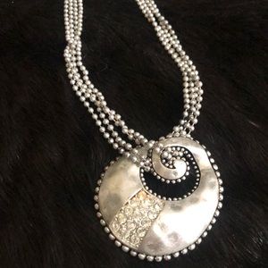 Silver hammered Necklace & Earrings set